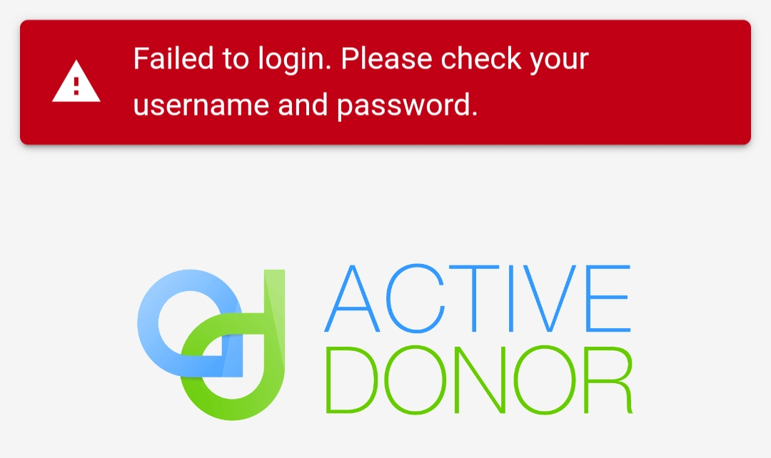 Trouble logging into to mobile app activedonor help