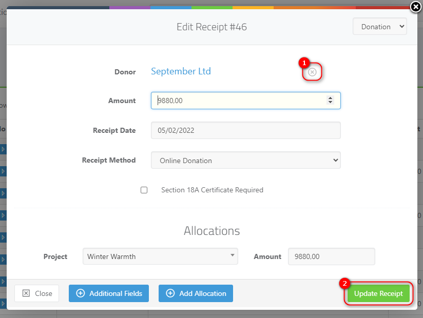 Modifying an existing receipt - receipt editor 01