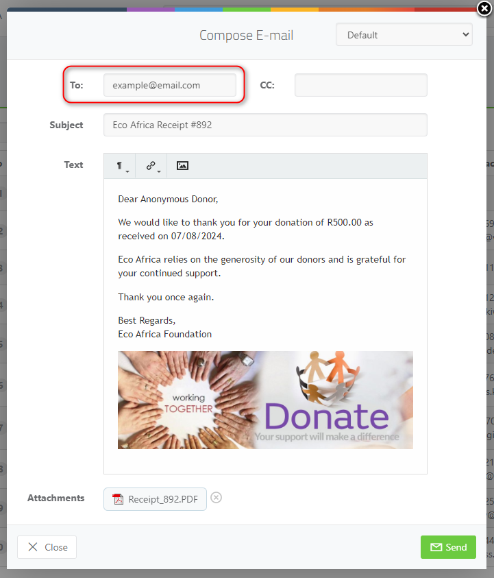 Anonymous Donor - Email composer