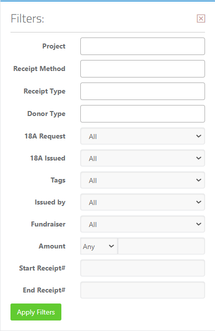 Generating Financial Receipt Reports - Receipt Report Filters