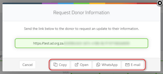 Requesting Information From Donors - request donor information pop up