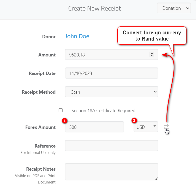 Creating a New Receipt - adding additional info to the receipts