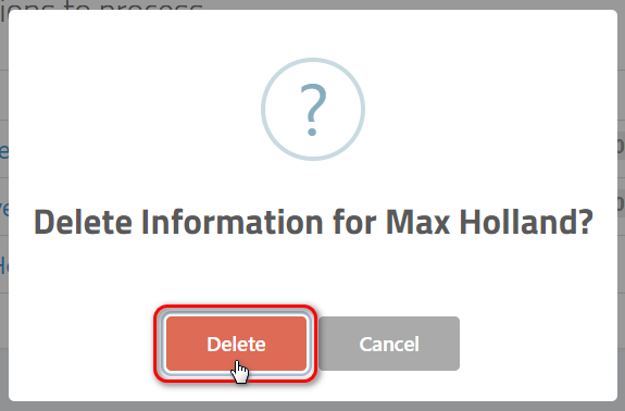 Donor Capture Forms - deleting donor submission confirmation pop up